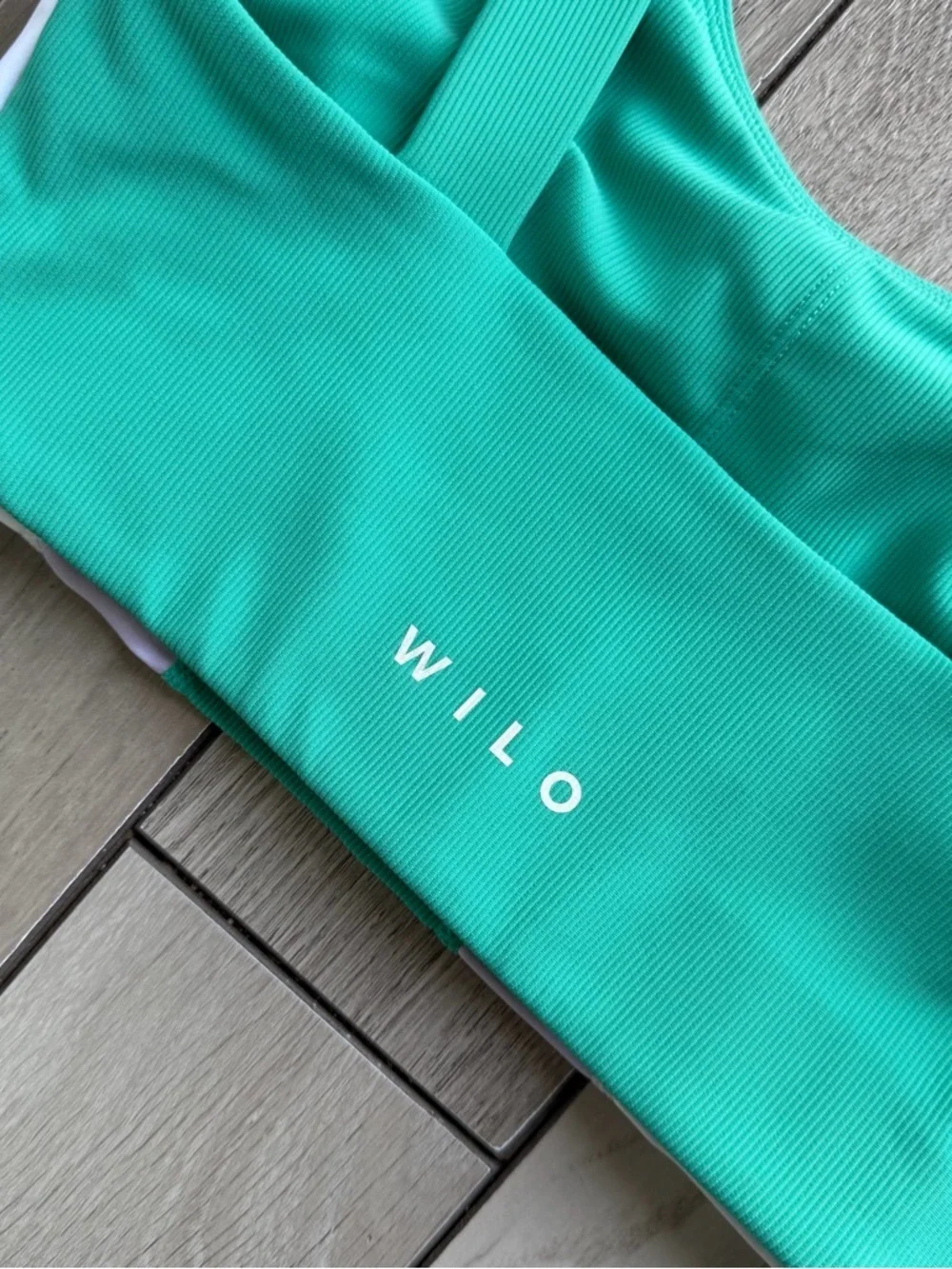 Colorblock Sports Bra in Mint, Lilac, and White